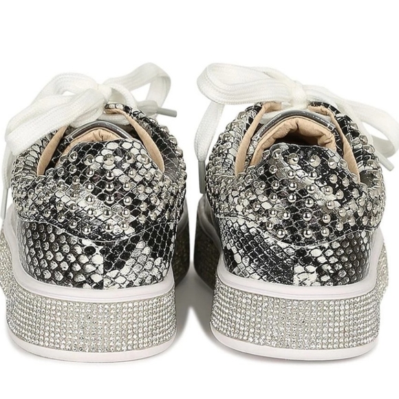 ♦️2/$20 Snake Embossed Studded Rhinestone Sneakers - Picture 7 of 7
